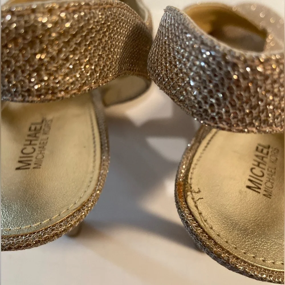Michael Kors~Elegant Gold~Peep Toe~Criss Cross Strap~Slingback Heel~Size 10M
